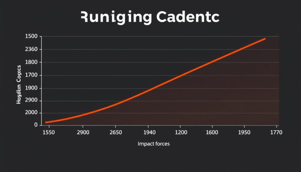 Graph showing relationship between cadence and impact forces in running