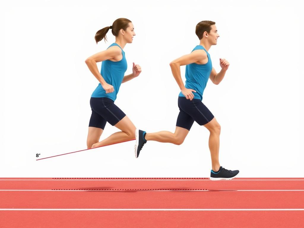 Runner demonstrating proper forward lean from ankles during running stride