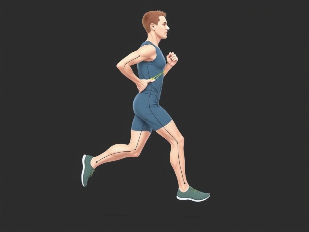 Runner demonstrating proper running posture with straight alignment from ear to ankle