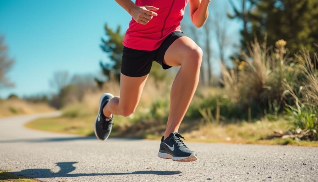 Runner performing dynamic warm-up exercises to prevent Achilles Tendonitis in runners Runner performing dynamic warm-up exercises to prevent Achilles Tendonitis in runners