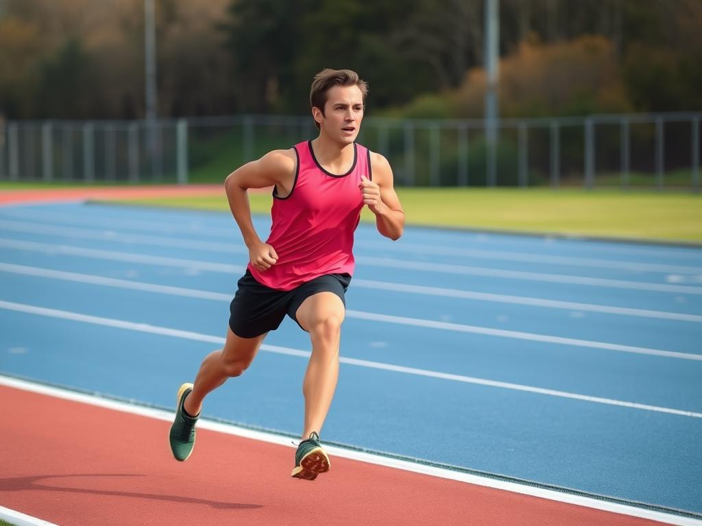 Runner performing form strides on track with focus on technique
