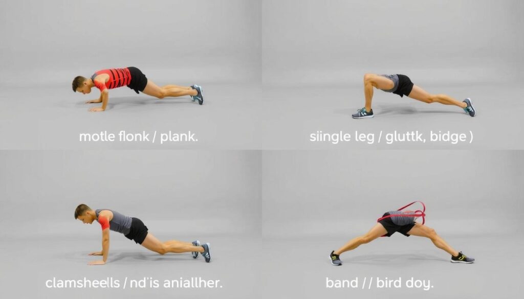 Runner performing glute and core strengthening exercises for better running form