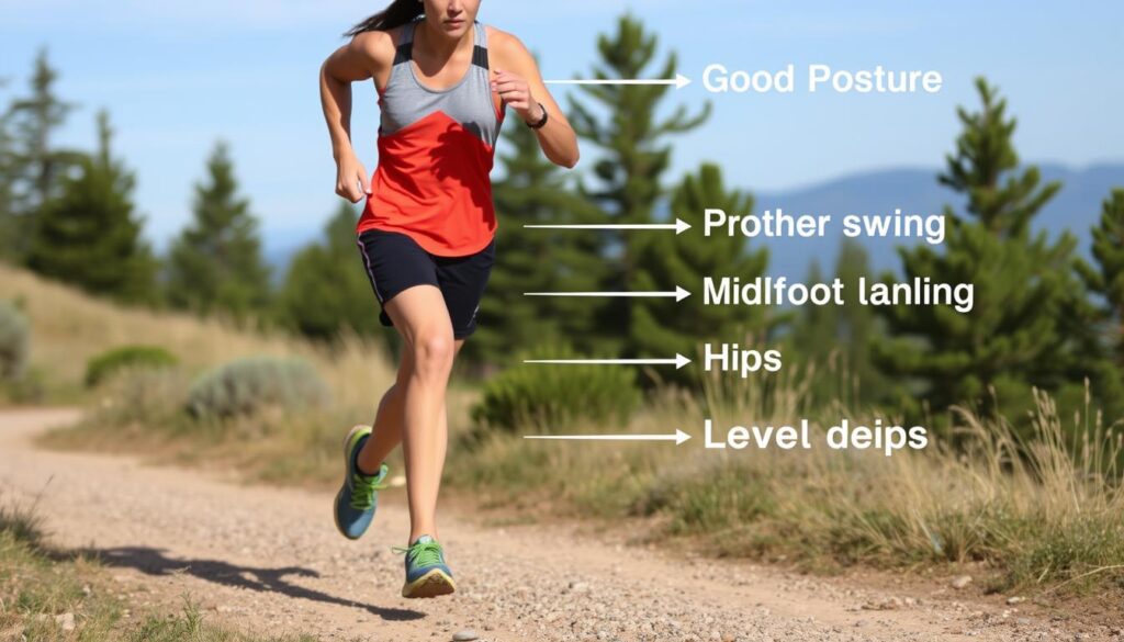 Runner performing mental form check during training run