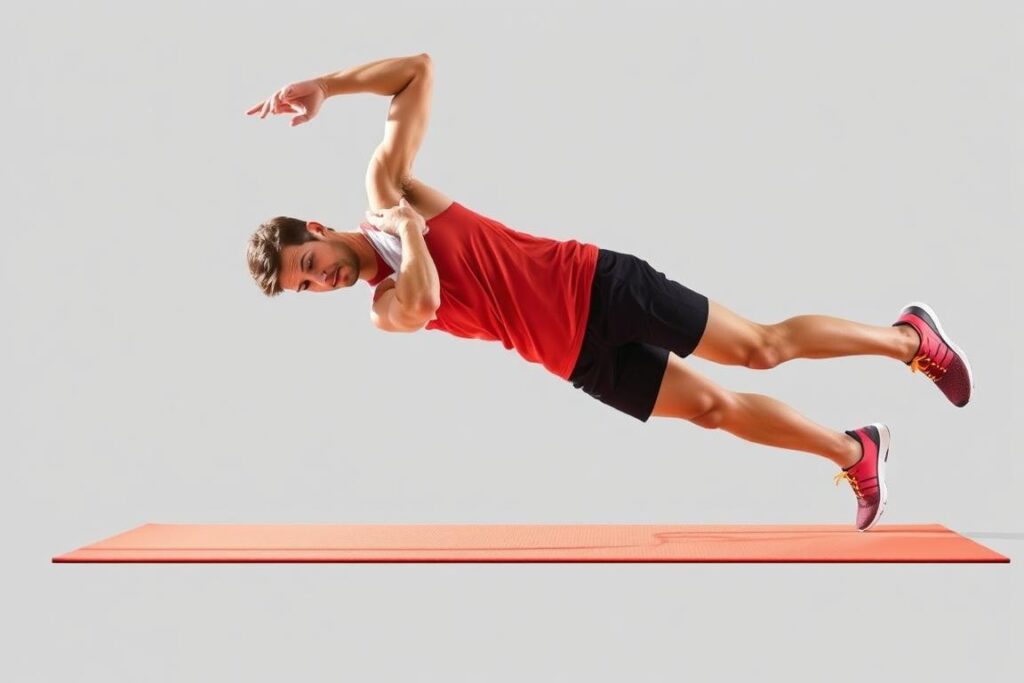 Runner performing side plank exercise to strengthen lateral core muscles