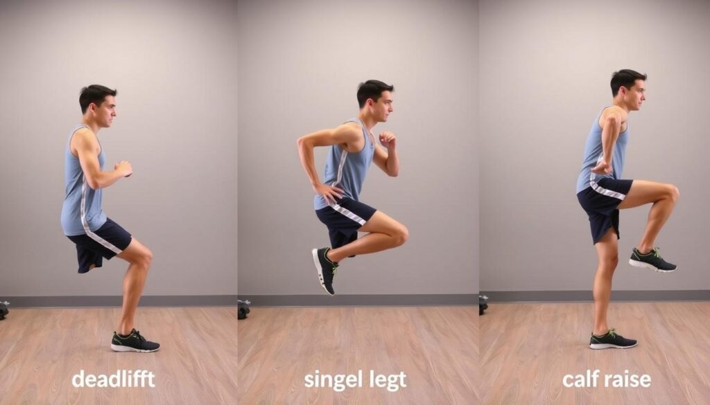 Runner performing single-leg strength exercises for running form
